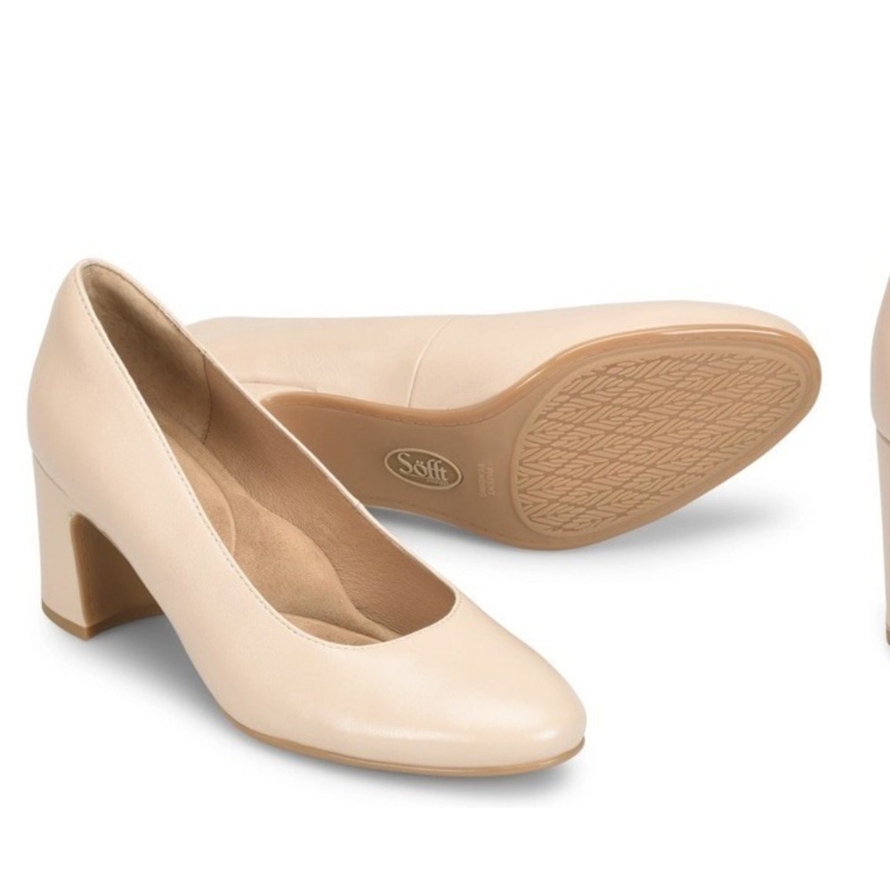 New Sofft Anna Marie Pumps 8.5 Beige Leather Classic 2.5" Heel Arch Support $125